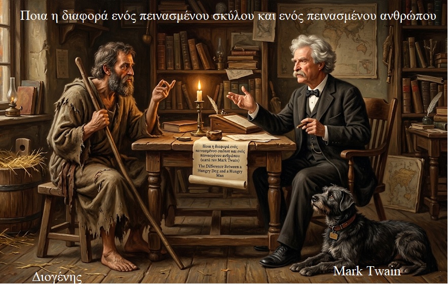 Ποια η διαφορά ενός πεινασμένου σκύλου και ενός πεινασμένου ανθρώπου (κατά τον Mark Twain)