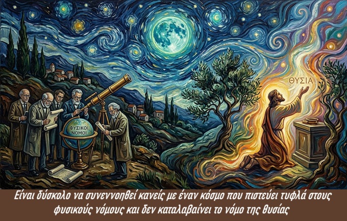 Είναι δύσκολο να συνεννοηθεί κανείς με έναν κόσμο που πιστεύει τυφλά στους φυσικούς νόμους και δεν καταλαβαίνει το νόμο της θυσίας