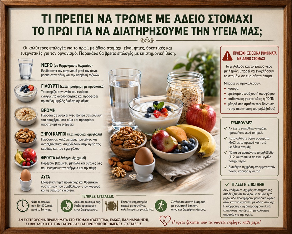 Τι πρέπει να τρώμε με άδειο στομάχι το πρωί για να διατηρήσουμε την υγεία μας;©